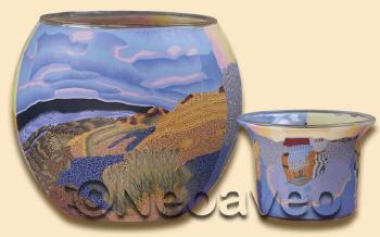Sonnenuntergang am Meer Leuchtglas und Teelichtglas, wogende Wellen, Strand, K�stenmotiv, Windlicht, Kerzenglas, Himmlische D�fte