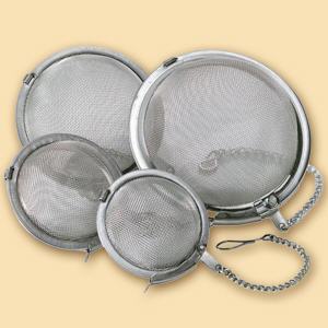 Tee Ei-Ball, Dauerfilter aus Edelstahlnetz. 45 mm, 50 mm, 65 mm, 75 mm.