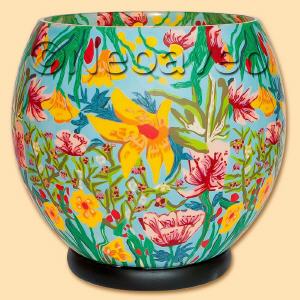 Leuchtglas Lampe Gigant  XX, Tropische Blumen L, leuchtende Bl�ten, Tischleuchte elektrisch, Kerzenfarm Hahn