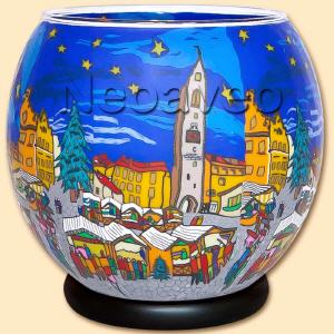 Leuchtglas Lampe, Moptiv Weihnachtsmarkt, mit Marktst�nden in der Vorweihnachtszeit, Kerzenfarm Hahn.