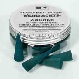 Weihnachtszauber, amerikanische Qualit&auml;ts Jumbo R&auml;ucherkegel von Heaven Scent im Aroma-Schutzbeh&auml;lter.