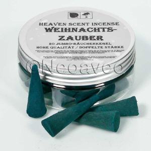 Weihnachtszauber, amerikanische Qualit�ts Jumbo R�ucherkegel von Heaven Scent im Aroma-Schutzbeh�lter.