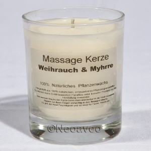 Massagkerze Weihrauch Myhrre mit balsamischer Duftnote. Hergestellt aus nat�rlichem Pflanzenwachs