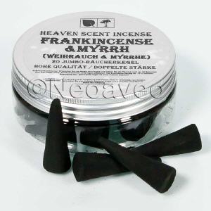 Weihrauch Myrrhe Jumbo amerikanische Qualit�ts R�ucherkegel im Aroma-Schutzbeh�lter von Heaven Scent.
