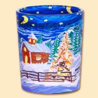 Winternacht Leuchtglas Votivglas, 6 cm, Wintermoriv von Kerzenfarm Hahn