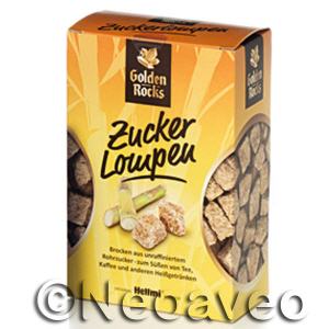 Braune Zuckerlompen 500g, Golden Rocks von Hellmi. Hergestellt aus unraffiniertem Rohrzucker. Zum S�en von Tee, Kaffe oder anderen Hei�getr�nken